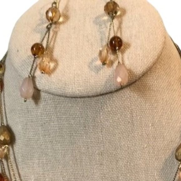 Vintage Four Strand Beaded Necklace and Earrings - Picture 2 of 6